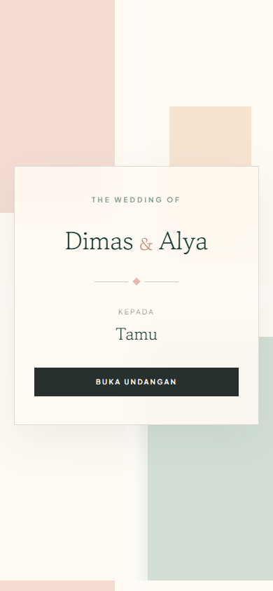 Tampilan ponsel desain undangan Bojagi Bloom
