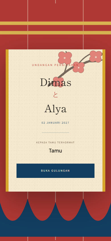 Tampilan ponsel desain undangan Ukiyo Sakura